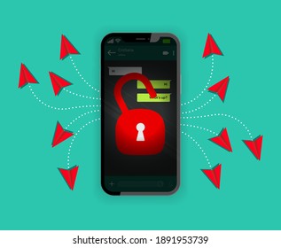 Messages pass into the hands of others with security holes. Changes in the confidentiality agreements and security vulnerabilities of the phone messaging application. Creative design.