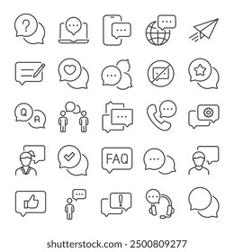 Messages, speech bubbles thin line icons collection. For website marketing design, logo, app, template, ui, etc. Vector illustration.