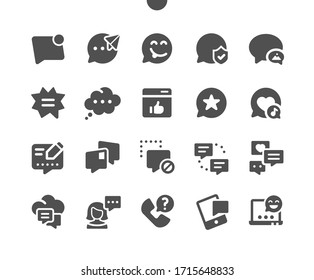 Mensajes Pixel Perfect Vector Iconos sólidos 30 2x Cuadrícula para gráficos y aplicaciones web. Pictograma mínimo simple