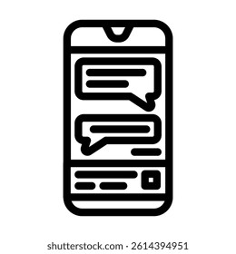 messaging app bubble hybrid work line icon vector. messaging app bubble hybrid work sign. isolated contour symbol black illustration