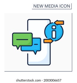 Messaging app color icon. Communication application. Chatting. Dialogue with other people. Global network. Information space.New media concept. Isolated vector illustration