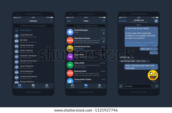 Download Messaging App Telegram Messenger Ui Ux Stock Vector Royalty Free 1125927746