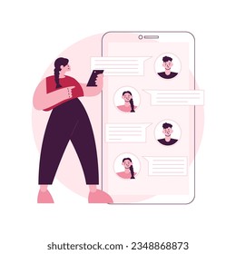 Messaging application abstract concept vector illustration. Texting desktop application, mobile phone chat app, messaging mobile soft, social media messenger, video call, sms abstract metaphor.