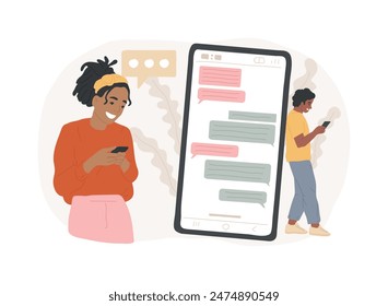Messaging application isolated concept vector illustration. Texting desktop application, mobile phone chat app, messaging mobile soft, social media messenger, video call, sms vector concept.