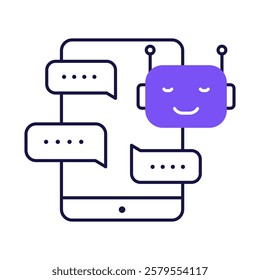 Messaging Assistant – AI Chatbot That Provides Instant Support and Responses for Efficient Messaging and Communication. Vector illustration.