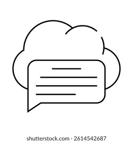 messaging cloud storage line icon vector. messaging cloud storage sign. isolated contour symbol black illustration
