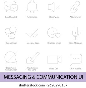 Messaging  Communication UI 12 Minimal Line Icons for App Interface  Chat UX