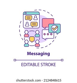 Messaging concept icon. Live text chat. Users communication. UCaaS functions abstract idea thin line illustration. Isolated outline drawing. Editable stroke. Arial, Myriad Pro-Bold fonts used