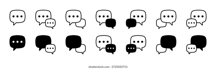 Conjunto de iconos de burbuja de discurso de mensajería y conversación