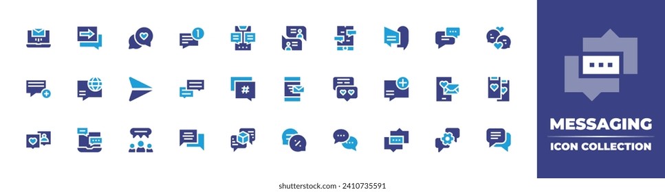 Messaging icon collection. Duotone color. Vector and transparent illustration. Containing conversation, speech bubble, chat, dialogue, email, send message, message, discussion, send, add, chatting.