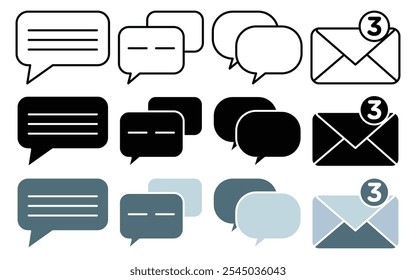 Colección de icono de mensajería sobre fondo blanco
