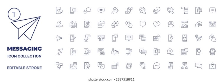 Messaging icon collection Thin line icon Editable stroke Editable stroke Messaging icons for web and mobile app.