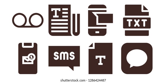  messaging icon set. 8 filled messaging icons. Simple modern icons about  - Message, Voice message, Sms, Text