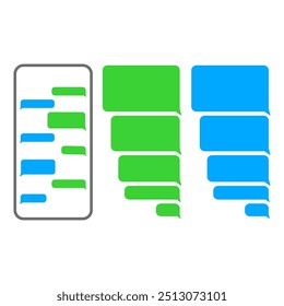 Berichtpictogram ingesteld. Groene en blauwe bubbels. Vector chat symbolen. Eenvoudige grafische communicatie.