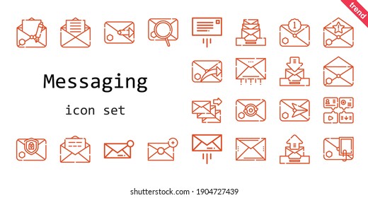 conjunto de iconos de mensajería. estilo de icono de línea. iconos relacionados con la mensajería como mensajes, correo electrónico, 
