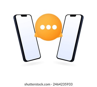 Icono de mensajería. Maqueta de pantalla de smartphone. Burbuja del habla. Estilo plano. Icono Vector