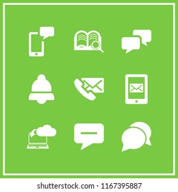 messaging icon. This set with notification, searching tool, phone message and download from the cloud vector icons for mobile and web