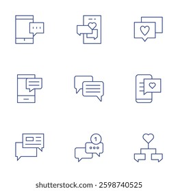 Messaging icons set. Thin Line style, editable stroke. smartphone, chat, dating app, communications, mothers day.