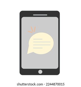 Messaging Interface in a Mobile Phone Clipart. Vector Flat Illustration of UI. Simple Black IPhone with Message on the Screen.