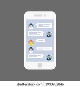 Messaging interface - sms chat service on screen, vector