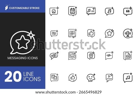 Messaging Line Icons Customizable Stroke Communication Pack