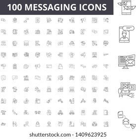 Messaging line icons, signs, vector set, outline illustration concept 