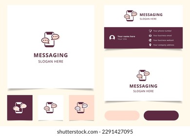 Messaging logo design with editable slogan. Branding book and business card template.