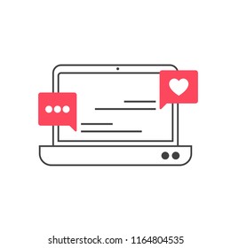Messaging on the laptop icon. Free royalty images.