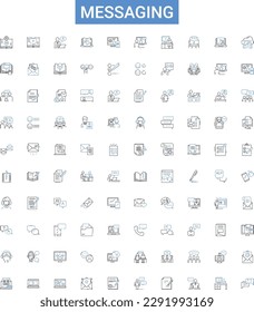 Messaging outline icons collection. Texting, Chatting, Messaging, Instant, Emailing, Broadcasting, Alerts vector illustration set. Relaying, Communicating, Notifying line signs