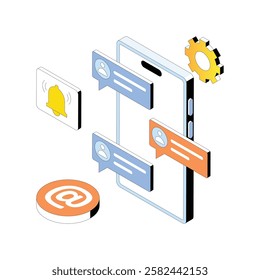Messaging Services vector Gradient isometric Style illustration. Eps 10 File