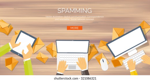 Messaging and spamming. Emailing. Communication. Social network.