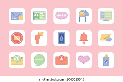 messaging voicemail communication icons set
