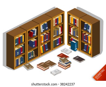 Messed up Library. isometric Series. Compose Your Own World with Isometric Works.