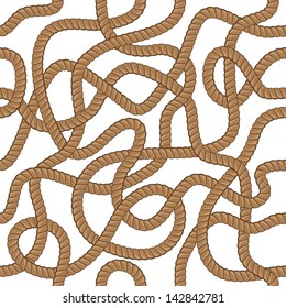 Messed-up rope, seamless background, vector illustration