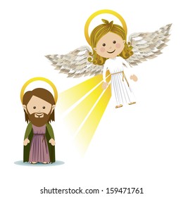 messenger angel over white background vector illustration