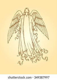 Messenger Angel-Vintage style artwork of an angel sending God's message from above
