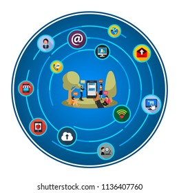 Messenger app flat icons concept. Vector illustration. Element template for design.