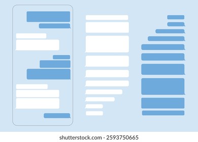 Messenger app screen template. Mobile phone chat eps 10 vector illustration. Phone correspondence sample image. Message flat picture