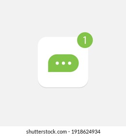 Messenger application icon. Logo for Chat app. Logotype with chatting and one new notice. Green. Flat design. Eps 10