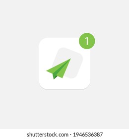 Icono de aplicación Messenger. Logo de la aplicación Chat. Logotipo con charla y un nuevo aviso sobre el verde. Diseño plano. Eps 10