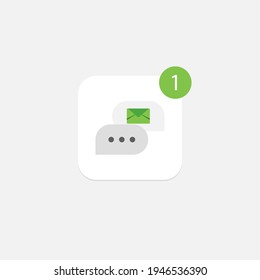 Icono de aplicación Messenger. Logo de la aplicación Chat. Logotipo con letra y un nuevo aviso sobre verde. Diseño plano. Eps 10