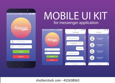 Messenger application template. Messenger. Message box. Duologue window. Vector. EPS10. UI, UX, GUI