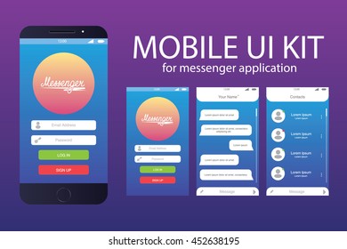 Messenger application template. Messenger. Message box. Duologue window. Vector. EPS10. UI, UX, GUI