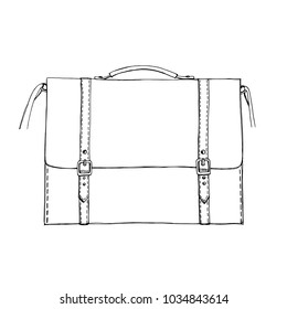 Messenger bag/ Hand drawn illustration of vintage leather bag in sketchy style