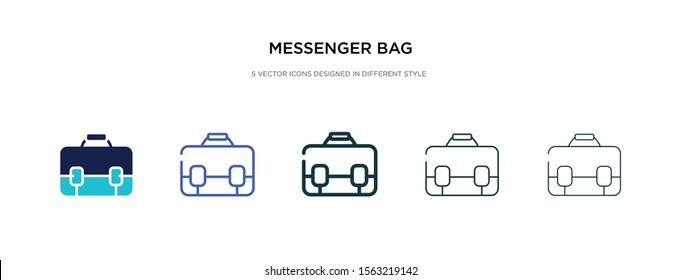 messenger bag icon in different style vector illustration. two colored and black messenger bag vector icons designed in filled, outline, line and stroke style can be used for web, mobile, ui
