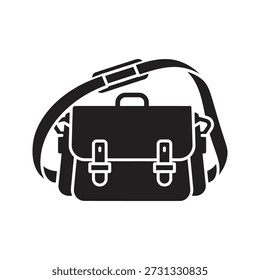 Messenger bag icon vector illustration showing shoulder satchel briefcase fashion accessory luggage case carry style concept isolated white background design element