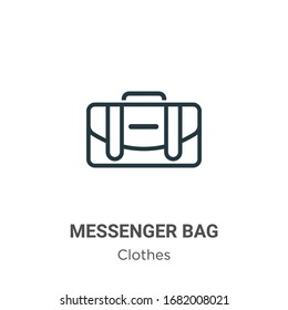 Messenger bag outline vector icon. Thin line black messenger bag icon, flat vector simple element illustration from editable clothes concept isolated stroke on white background