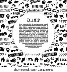 Messenger bubbles speak frame sketch vector set. Social media doodle backgraund.