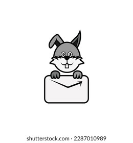 Messenger bunny logo template. Simple and minimalistic logo. Suitable for businesses in the field of delivery services or messaging applications.