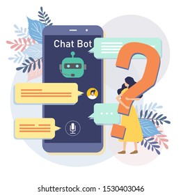 Messenger chatbot concept modern flat design. virtual assistant service. 